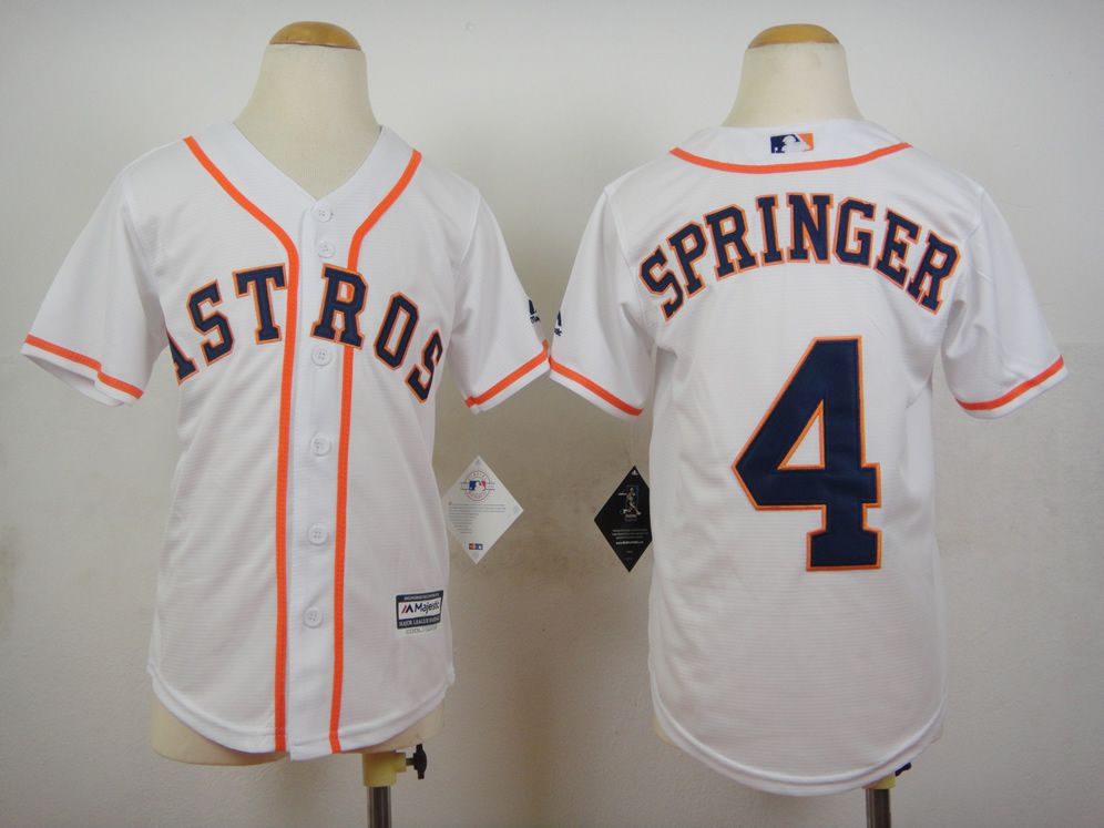 Youth Houston Astros #4 Springer White MLB Jerseys->youth mlb jersey->Youth Jersey